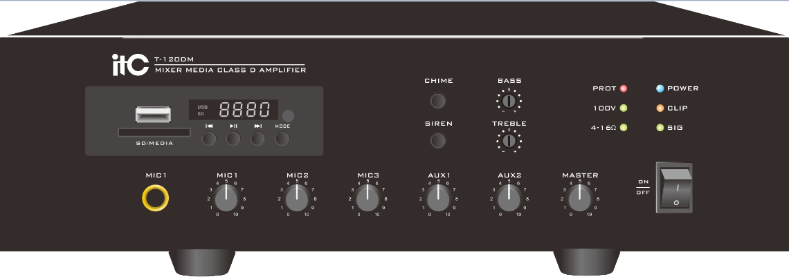 ITC Audio T-120DM Цифровой микшерный усилитель с MP3/Tuner/Bluetooth (Phoenix Mic Input)